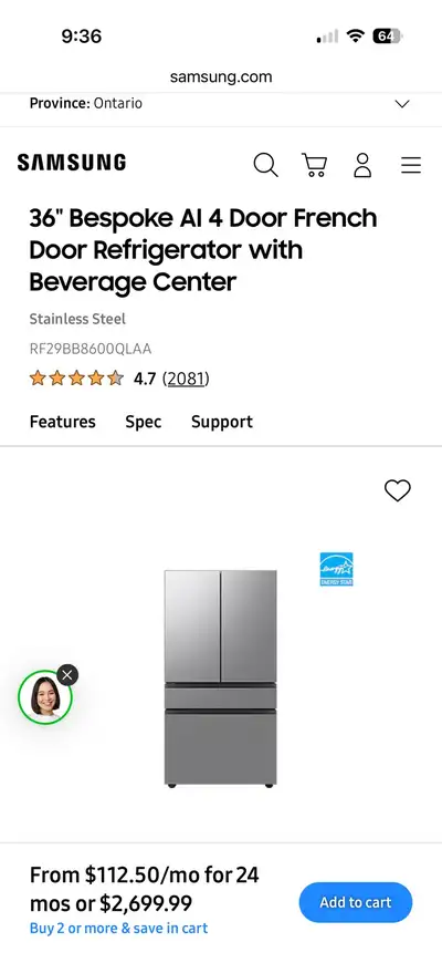 Brand New Samsung Bespoke 4-Door French Door Refrigerator – 29, View more