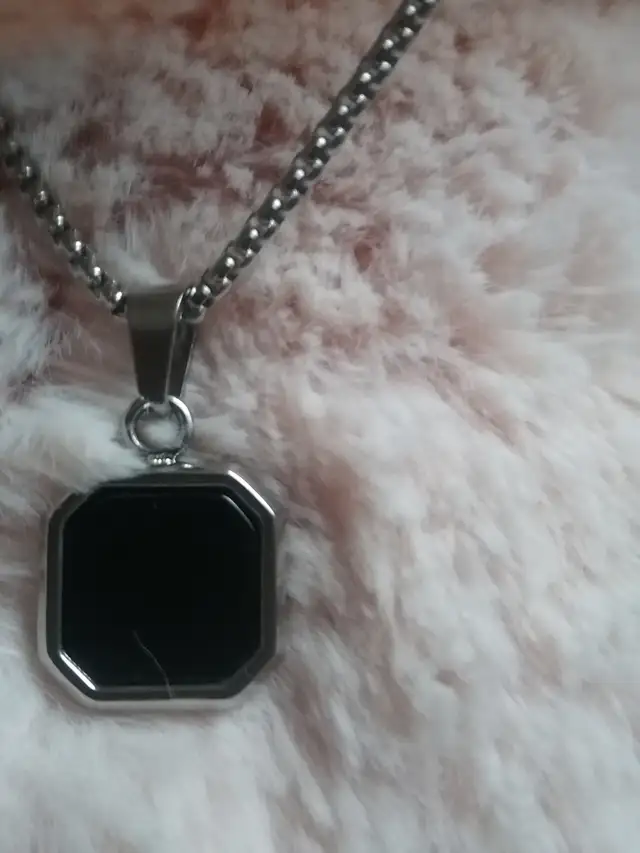 mens stainless steel chain really nice it has a black stone63008307715585124