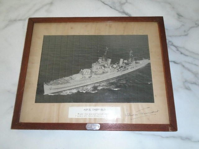 HMS Sheffield  Framed and Signed by Admiral William Tennant in Arts & Collectibles in Pembroke