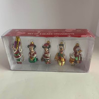 Disney World Mickey and Friends set of 5 glass Christmas ornamen