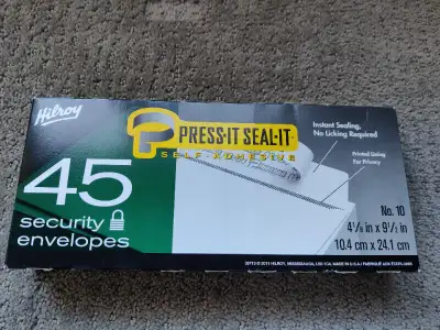 Security Letter Envelopes w/ Self Adhesive - 4" x 9" - 45 Count, View more