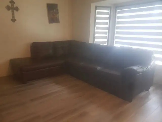 Brown Leather Sectional Sofa with Chaise