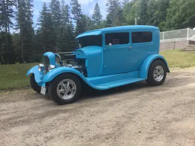 1928 Model A Tudor Coach, 1970 LT1, 700R4, 3:73 rear, 3 1/2” chop, Leather/Velour int, owned for 27...