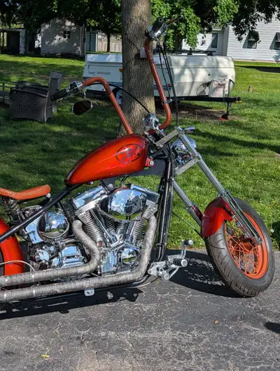 2008 Ultima Bobber 200 series rigid Fusion metallic orange V twin. 113 ci Ultima 6 speed 16" fat ape...
