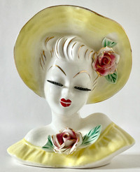 Antiquité 1950 Collection Vase porcelaine Tête de femme Japon