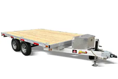 ** MISKA** REMORQUE RARE EN ALUMINIUM 12 PIEDS X 102 POUCES, DOUBLE ESSIEU AVEC FREINS, BOITE A OUTI...