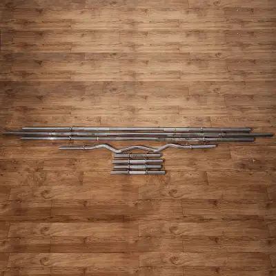 Bundle of barbell bars for sale. Everything has been well kept and in good condition. Comes with eve...