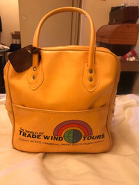 Vintage travel agency leather bag.Hawaii,Mexico.Good shape.$65