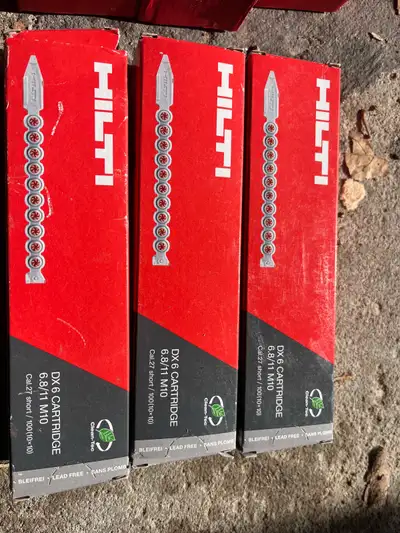 Hilti poweder shots for DX 6 gun. I have 3 boxes. I have them left over from my last job. I don’t ne...