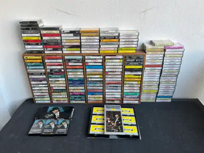 Cassette Tape Collection with Wooden Storage Case, View more
