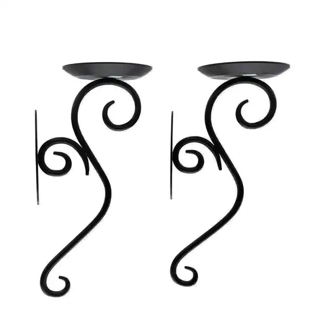 Metal Wall Candle Holder Set of 2 | Partylite Black Metal Scone in Home Décor & Accents in Ottawa - Image 4
