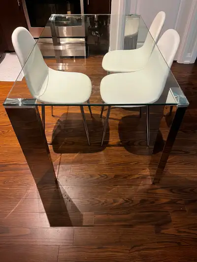 Rectangular Glass Dining Table with Chrome legs, View more