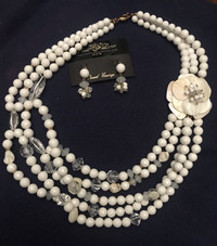 Park Lane 3 strand beaded necklace and earrings set 