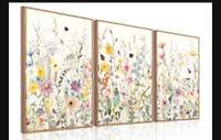 New in box- triptych colourful framed wildflower pics