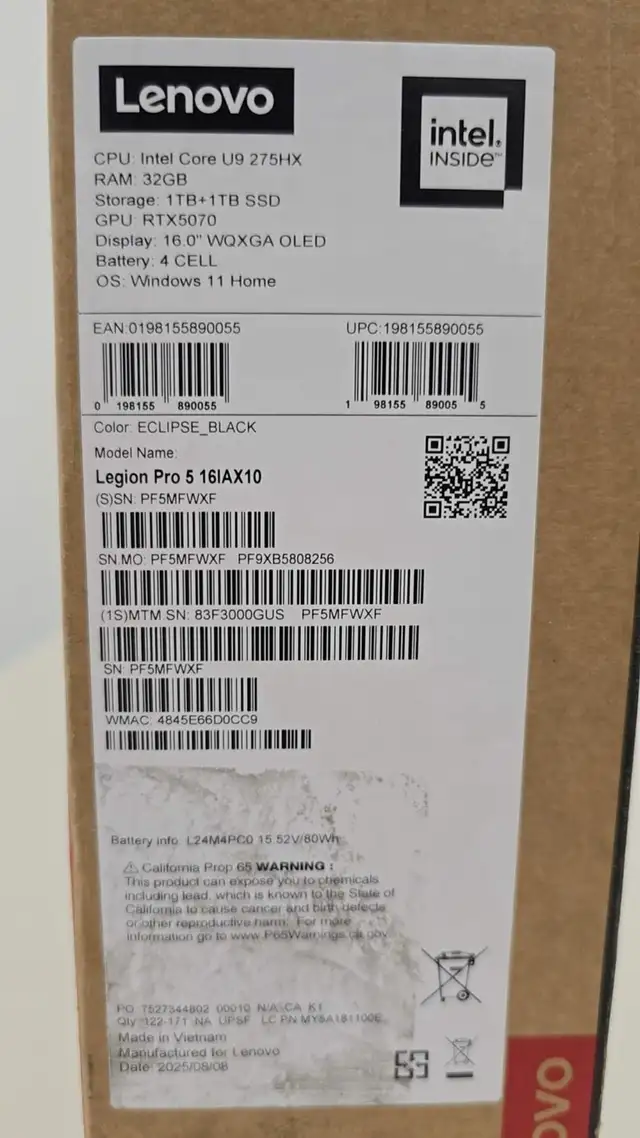 Legion 5 for sale RTX 5070 in Laptops in Oakville / Halton Region - Image 2
