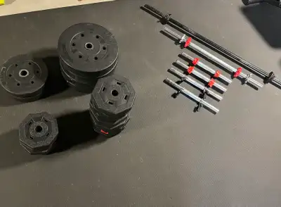 Barbells and 160lbs of Weights, View more