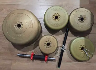 York Weight Set 110 lb w/ Barbell & Dumbbell Handle, View more