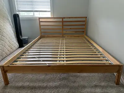 Delivery$:Queen sz wooden bed frame with slats , View more