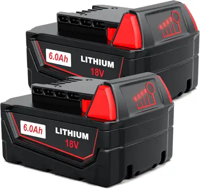 Milwaukee M18: 18V Lithium-ion 6.0Ah Batteries 2 Pack, View more