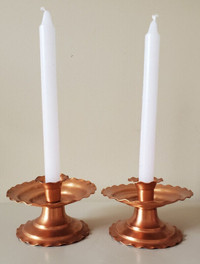 2 Bougeoirs en cuivre vintage 2 Copper candlestick holders
