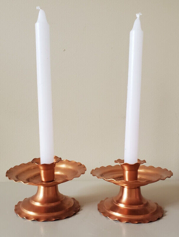 2 Bougeoirs en cuivre vintage 2 Copper candlestick holders dans Art et objets de collection  à Laval/Rive Nord