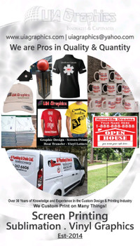 Customer t-shirts printing, can, van, and lawn signs