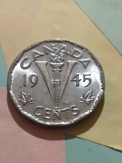 1945 Canada 5 Cent Victory Coin, View more