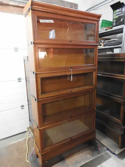Antique barrister bookcase 5 windows, restored professionally, View more