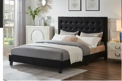 NEUF LIT BASE SIMPLE DOUBLE QUEEN KING SIZE AVEC MATELAS., View more