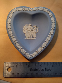 Wedgwood Jasperware Blue Pin Dish Heart Shaped Three Graces