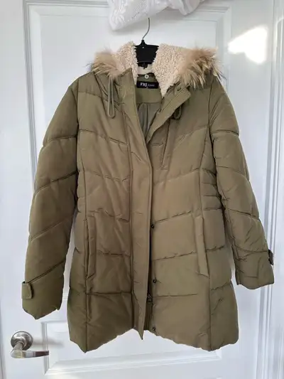 Sage green winter parka, View more