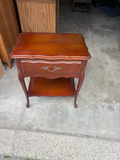 Free delivery used Vintage Wooden End Table with Drawer, View more