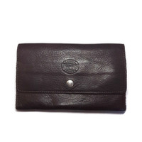 ROOTS TRIFOLD WALLET IN BLACK LEATHER