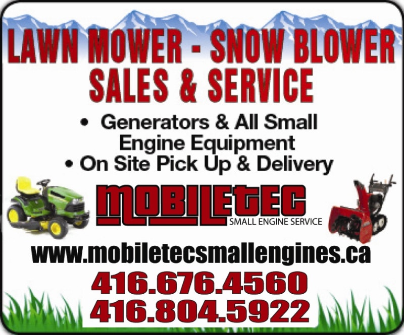 MOBILETEC SNOWBLOWER LAWNMOWER REPAIR TORONTO GTA VAUGHAN Lawnmowers