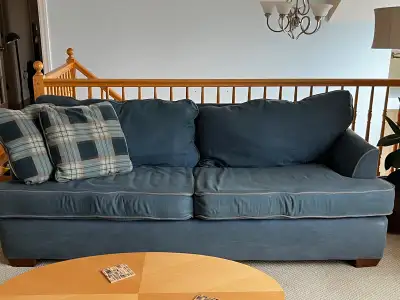 Denim Blue sofa and matching chair , View more