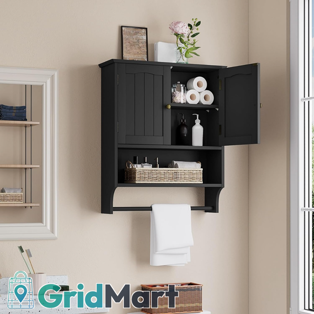 *BRAND NEW* Wall-Mounted Black Bathroom Cabinet with Towel Bar in Bookcases & Shelving Units in Windsor Region - Image 5