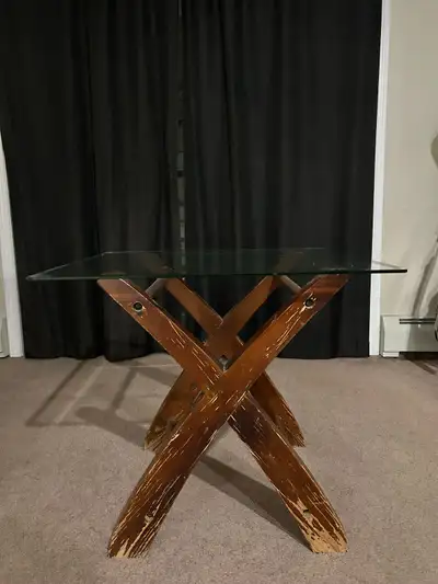 MOVING SALE: Glass side table, View more