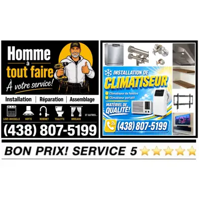 INSTALLATION DE TOUT⭐️CLIMATISEUR•HOTTE•LAVE-VAISSELLE•ROBINET, View more