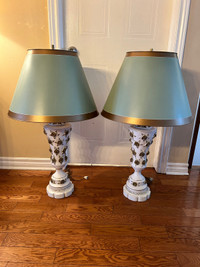 Lot 2 lampe de table vintage enamel porcelaine lamps