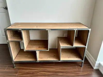 Structube Solid Fir Wood and Iron Bookcase/TV Stand, View more