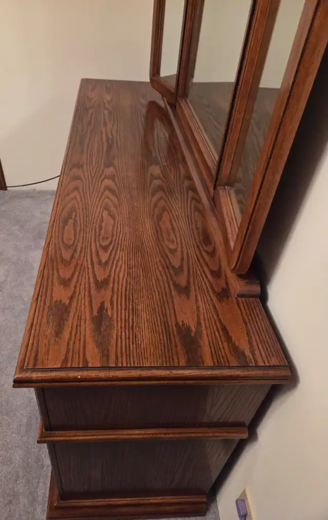 Queen Size Wood Bed Frame, Dresser With 3 Way Mirror. in Beds & Mattresses in Kelowna - Image 11