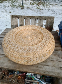 Ikea Hand Woven Bananna Fiber Stool, Ottomam, Some Fraying