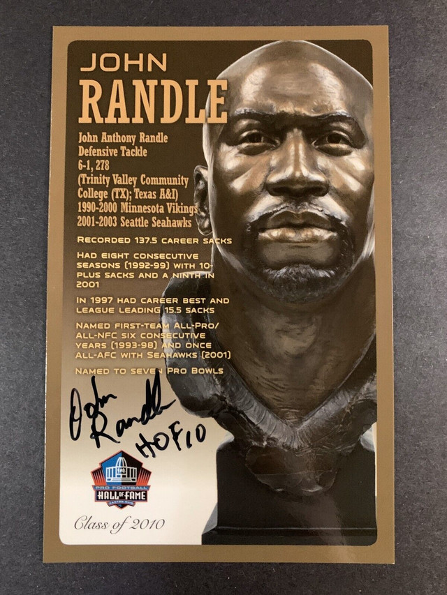 John Randle Autographed Bust Card! in Arts & Collectibles in Windsor Region