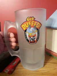 Vintage large simpsons get duffed frosted glass beer mug
