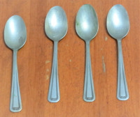 4 Vintage 6 in. Spoons With W. R and a Cross and Vase Symbol