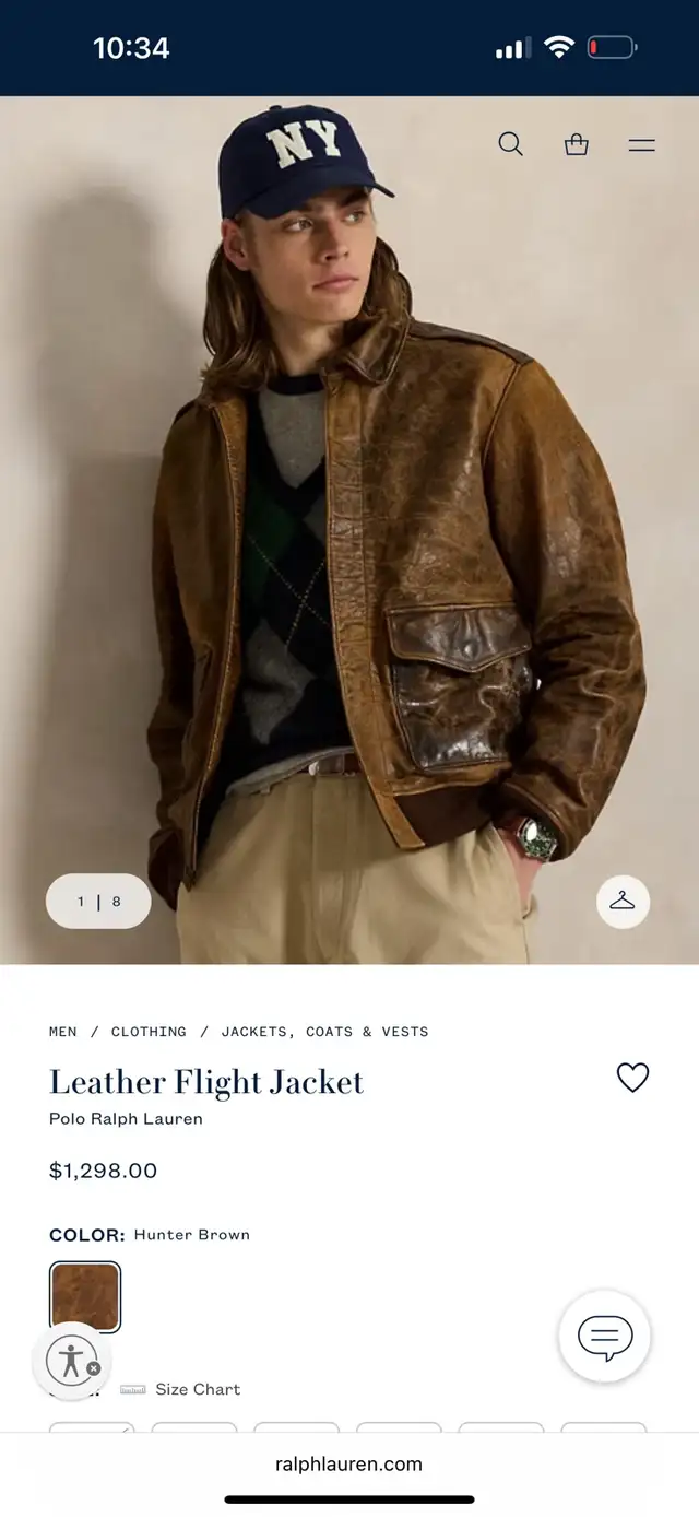 authentic Polo Ralph Lauren bomber flight leather jacket  retail in Men's in City of Montréal - Image 3