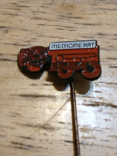 Beautiful WHL Medicine Hat Tigers hat/lapel pin circa mid-1980s, View more