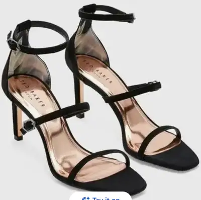 Ted Baker black suede strappy heel sandal size 7.5, View more