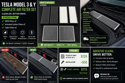 Tesla Model 3 & Model Y Complete Air Filter Kit (2020–Present) Keep your Tesla’s cabin air fresh, cl...