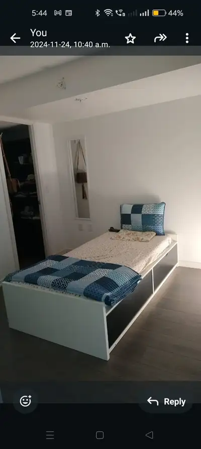 Ikea Twin bedframe with storage Comes with a mattress (optional) Available at Queen& dovercourt Smok...